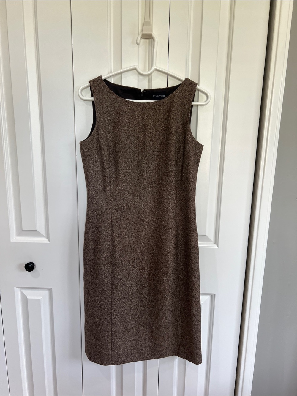 Vintage Ann Taylor  Sleeveless Brown Tweed Midi Dress